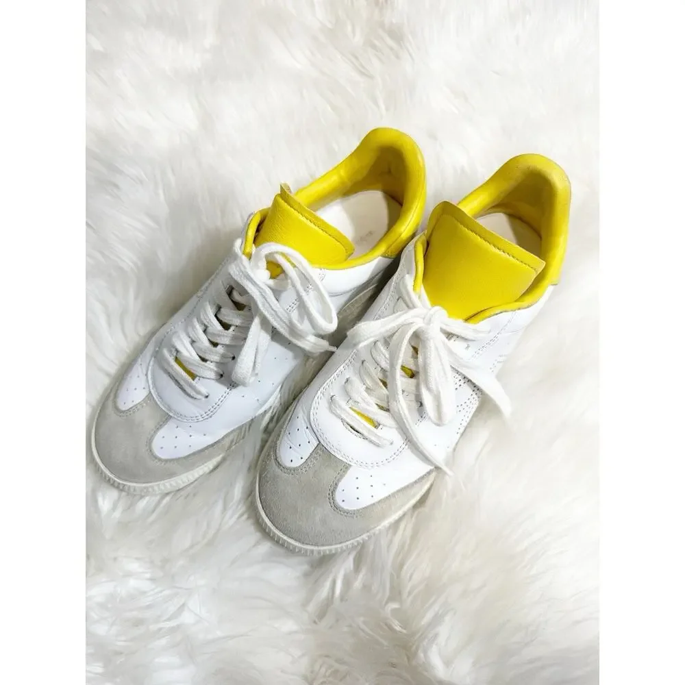 Isabel Marant Womens Bryce Low Top Sneaker Size‎ 38 US 8 Yellow Suede Trim Lace